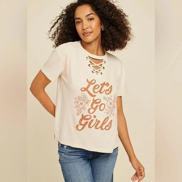 Let’s Go Girls Lace Up Tee, Size 2X - Picture 4 of 5